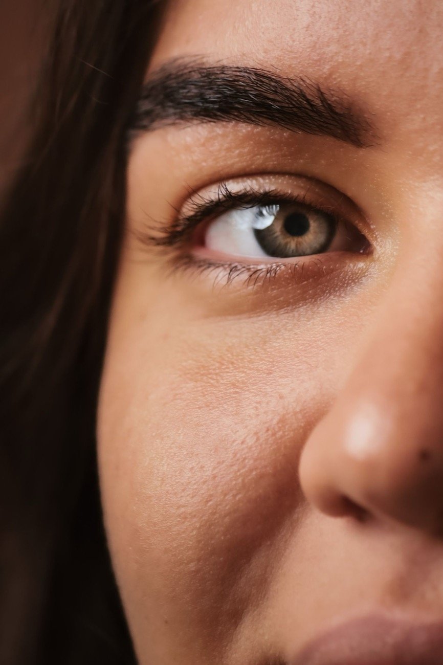 Close-up of clear, healthy facial skin