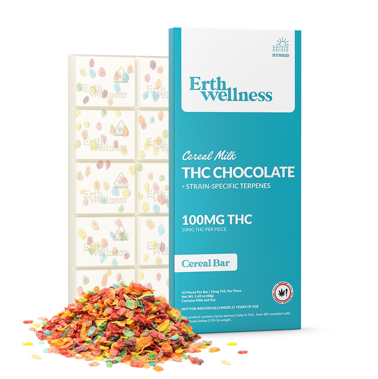 Erth Wellness Δ9 THC Chocolate Bar – Cereal Milk (Hybrid, 100mg)
