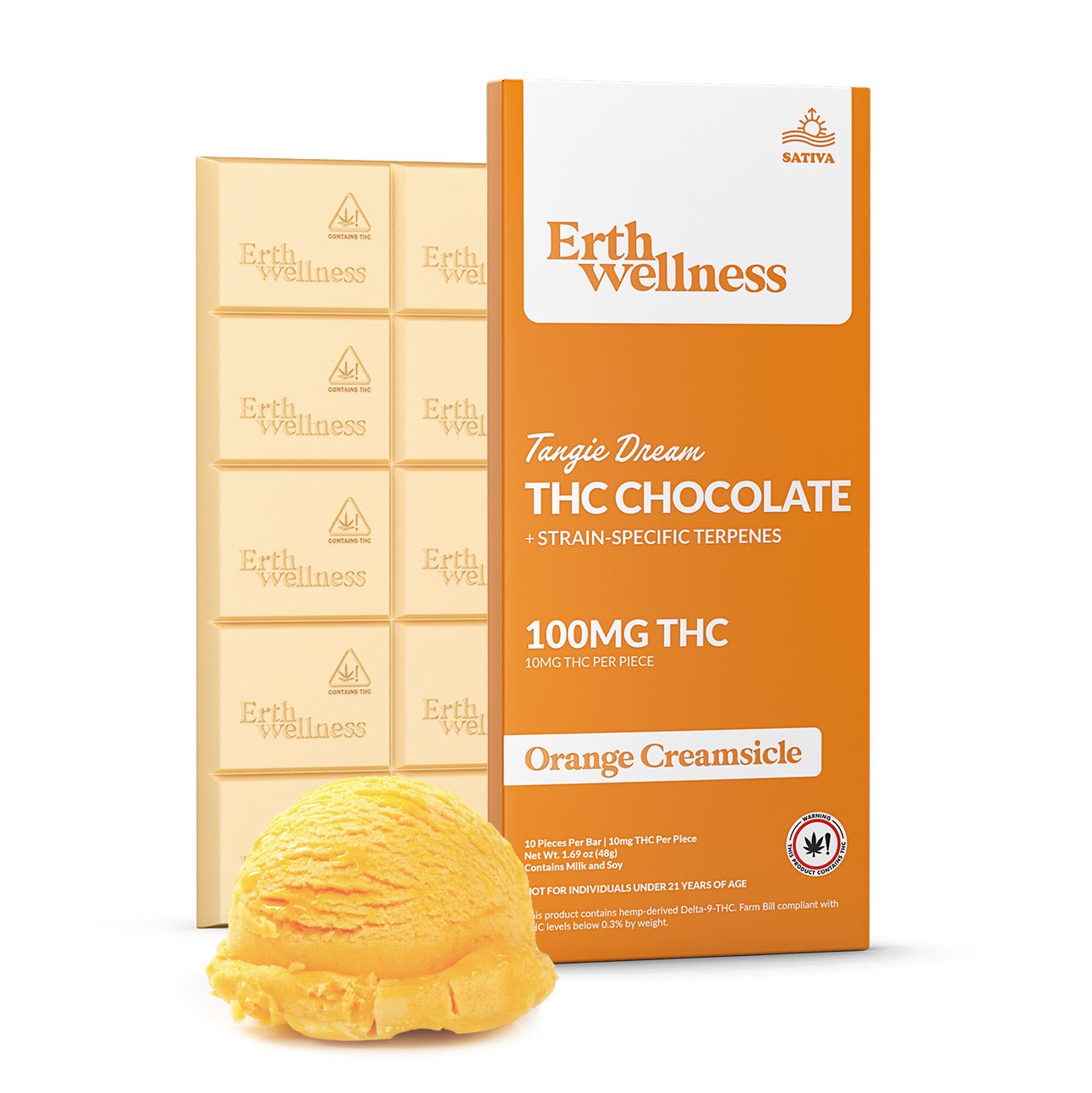 Erth Wellness Δ9 THC Chocolate Bar – Tangie Dream (Sativa, 100mg)