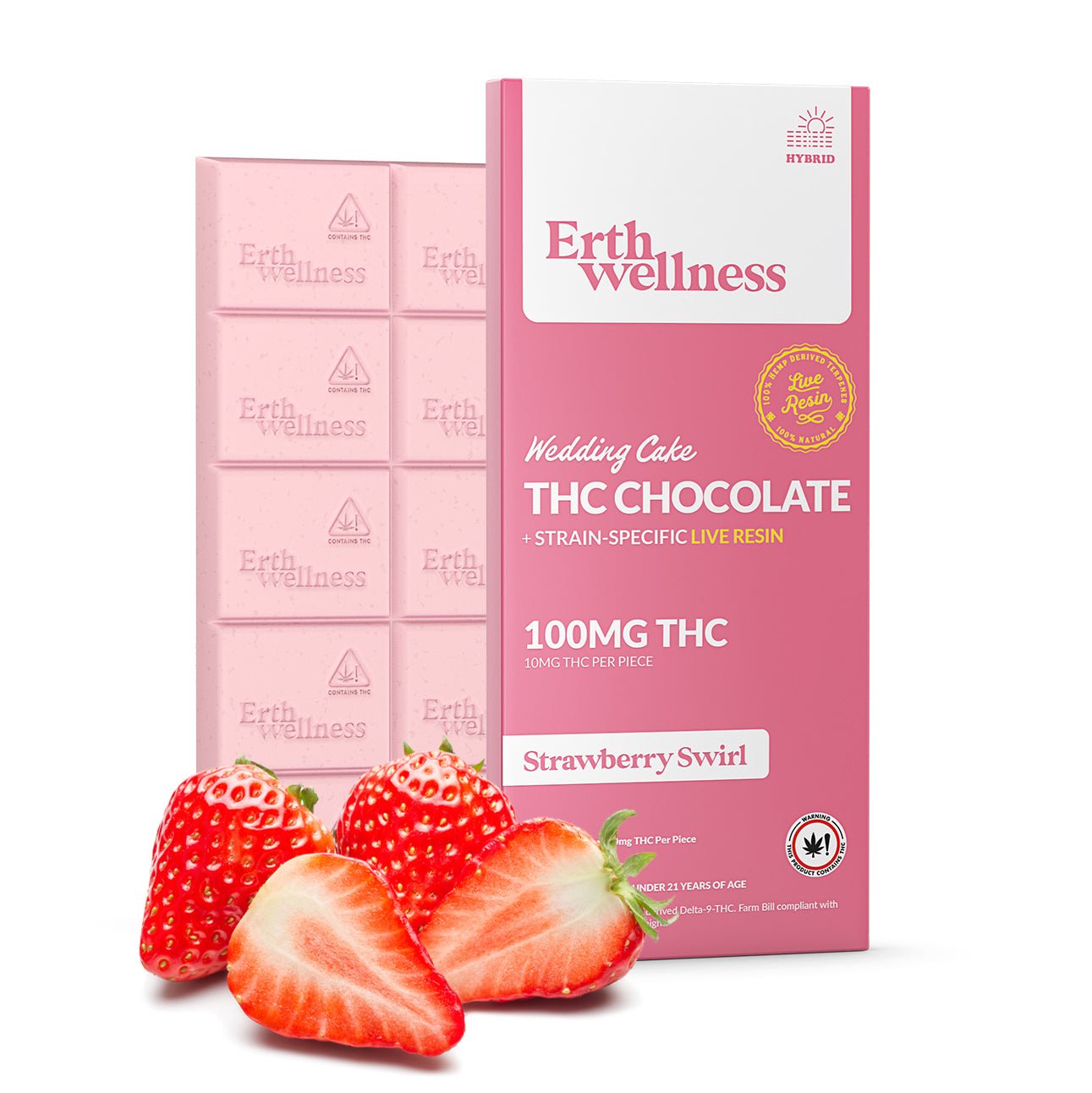Erth Wellness Δ9 THC Chocolate Bar – Wedding Cake (Hybrid, Live Resin, 100mg)