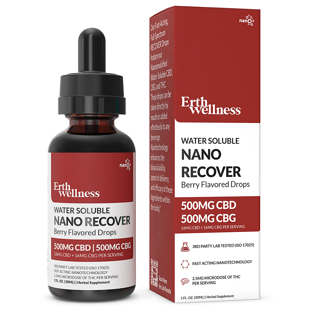 Erth Wellness Water Soluble NANO RECOVER CBD:CBG Tincture, Berry