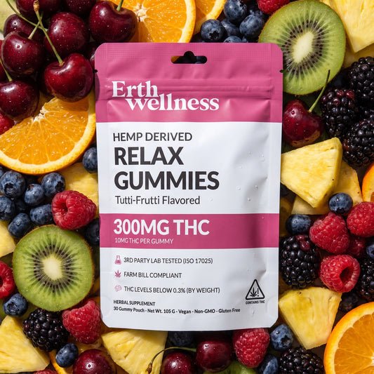 Erth Wellness RELAX 10mg THC Gummies – Tutti Frutti (300mg)