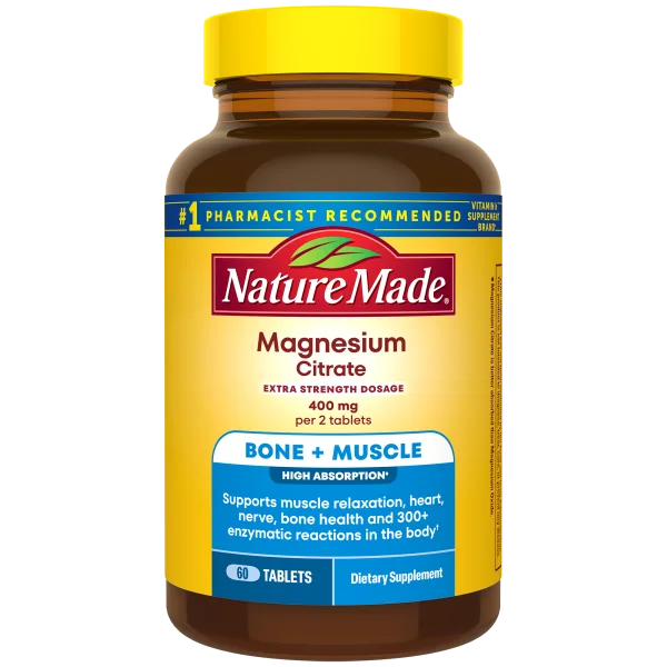 Nature Made Magnesium Citrate Tablets Extra Strength Dosage High Absorption♦ 400 mg Per 2 Tablets