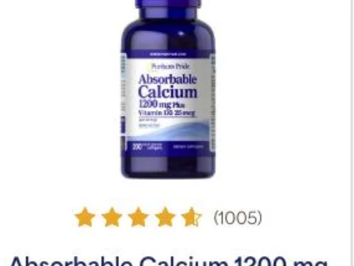 Puritan's Pride Absorbable Calcium 1200 mg Plus Vitamin D3 25 mcg