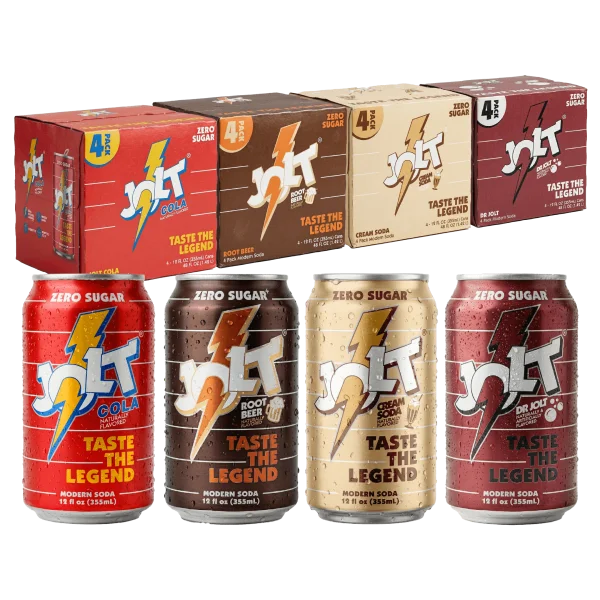 Redcon1 JOLT Modern Soda Variety Pack - Zero Sugar, 80mg Natural Caffeine, Alpha GPC Focus Nootropics, Prebiotics, B Vitamins, 12oz (16 Pack)